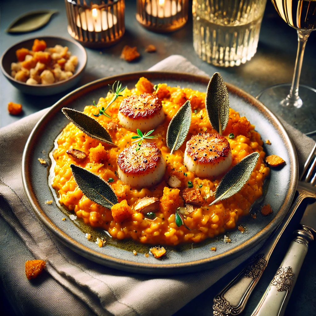 Pumpkin, scallop and amaretti risotto