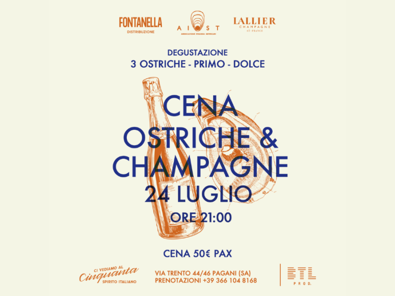 Le ostriche dell’AIOST al Cinquanta – Spirito Italiano abbinate ai drink e allo champagne